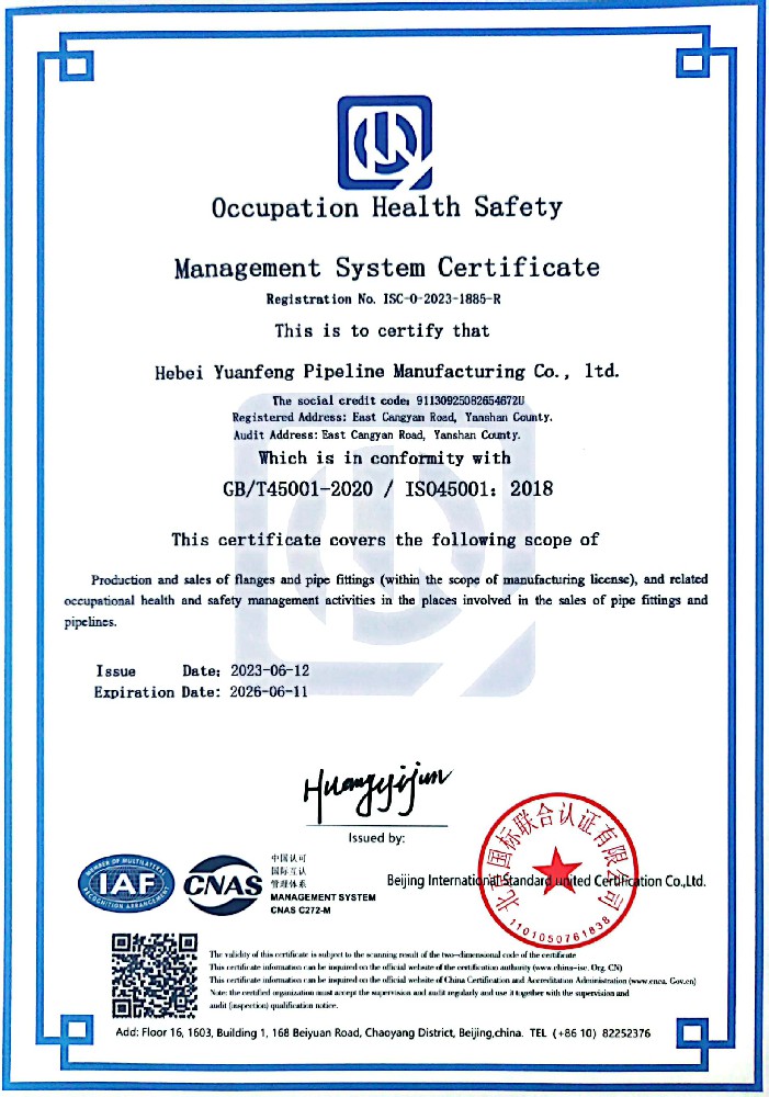 Сертификат системы менеджмента безопасности труда - на английском языке